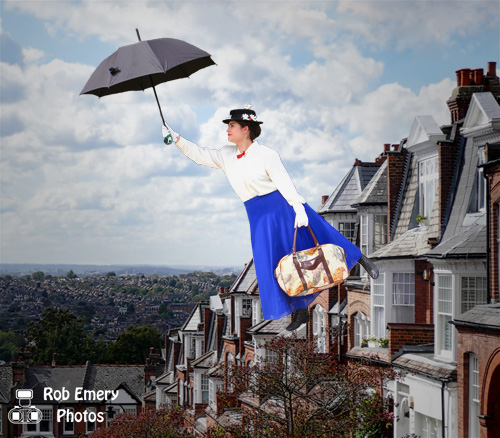 Mary Poppins is taking her umberella out for a spin